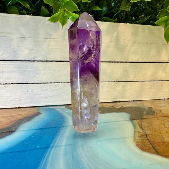 Amethyst Quartz Polished Tower – Brazil – 102 mm Purple to Clear Gradient - Picture 3 of 3